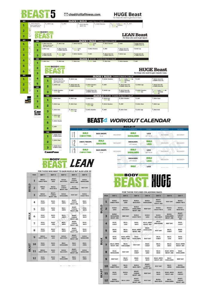 Body Beast Schedules